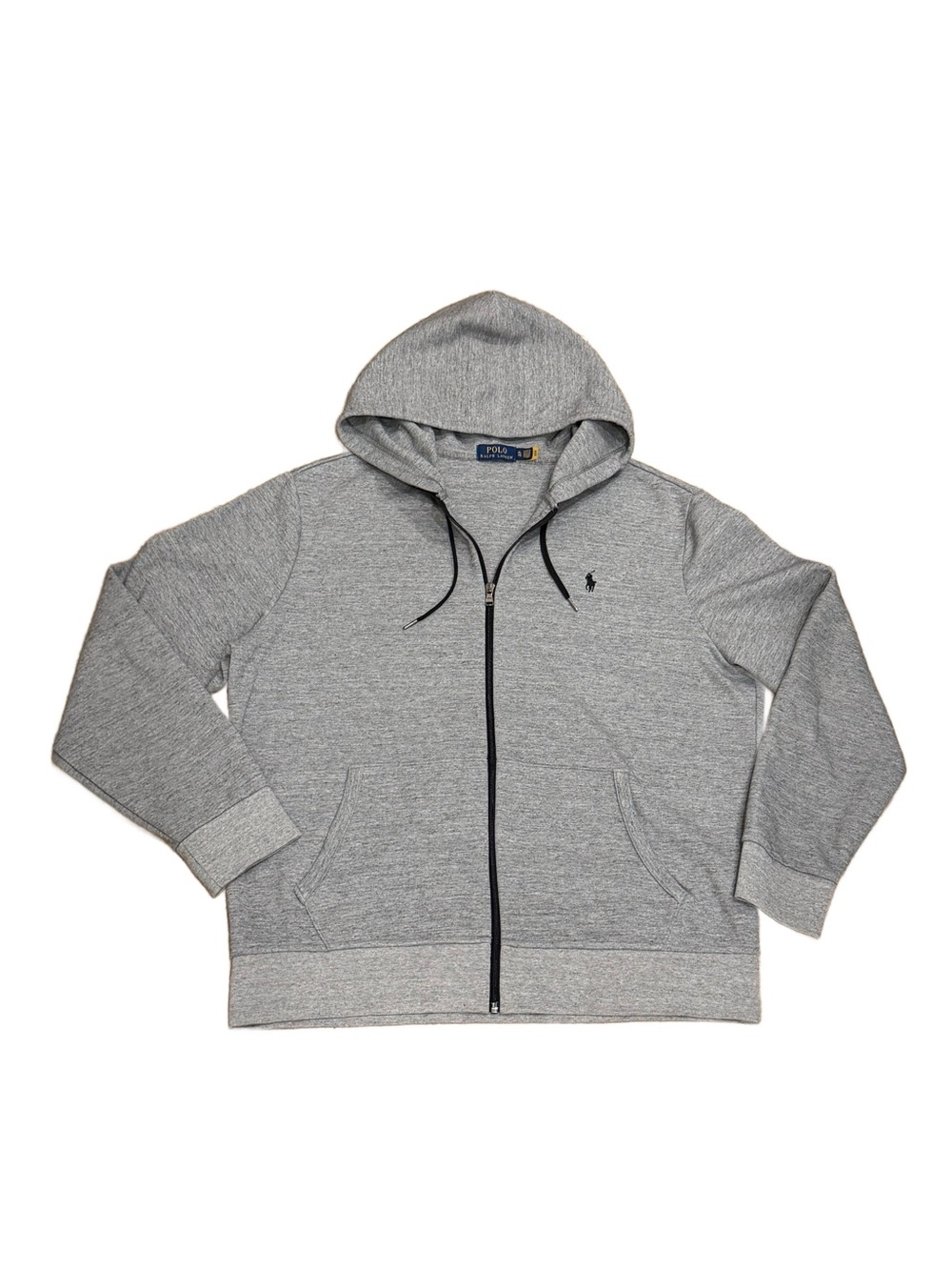 Polo Ralph Lauren Gray Double-Knit Full-Zip Hoodie Size L Authentic QR code